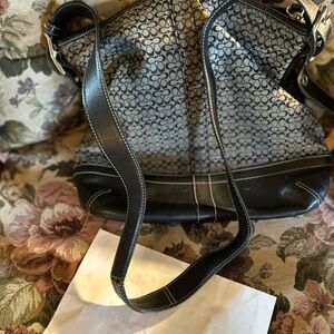 Coach Black and Gray Patterned Shoulder Bag